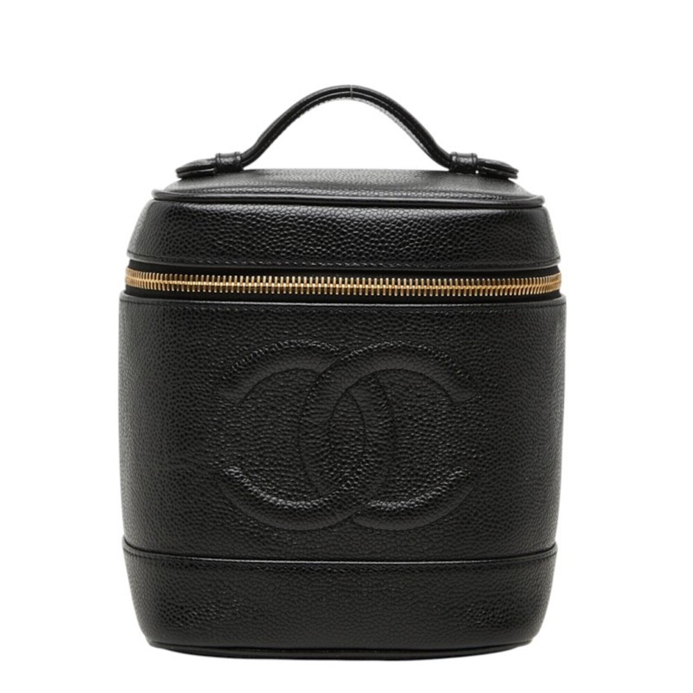 Chanel Coco Mark Vanity Bag Handbag A01998 Black Caviar Leather Women's CHANEL